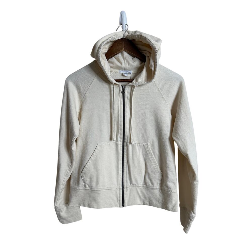 Standard James Perse Vintage Cotton French Terry Knit Full Zip Hoodie Womans M